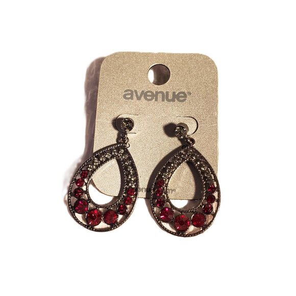 New women ruby red post drop earrings from the Avenue - Picture 1 of 4
